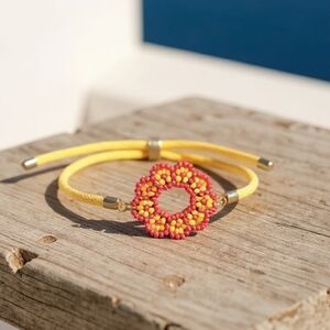 373 HAND CRAFTED Bracelet Bracelet handcrafted handmade Cord Yellow Red